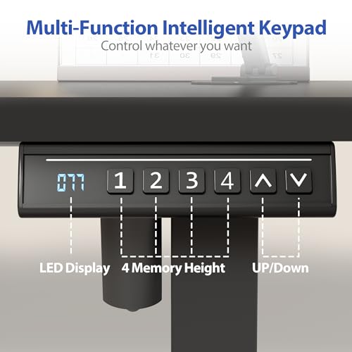 YESHOMY Height Adjustable Electric Standing Desk, 63 x 24 Inches Memory Home Office Sit Stand up Desk with Phone Holder and USB Charging Port, Black YESHOMY