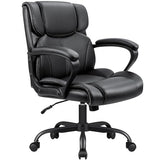 Furmax Mid Back Executive Office Chair Swivel Computer Task Chair with Armrests,Ergonomic Leather-Padded Desk Chair with Lumbar Support Furmax