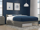AFI Boston Queen Size Platform Bed with Twin XL Trundle in Grey AFI