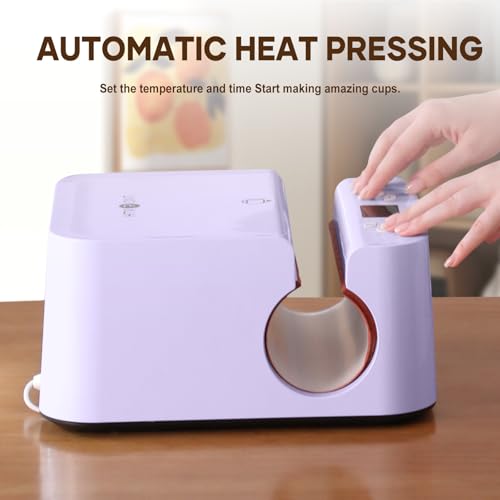 HTVRONT Auto Tumbler Heat Press Machine - Mug Heat Press Heat Up Fast & Even, Professional Tumbler Press High-Security for 2.9"-3.2" Sublimation Tumblers, Cups, Glasses and Mugs, Purple HTVRONT
