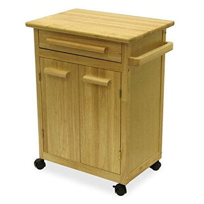 Pemberly Row Transitional Wood Butcher Block Kitchen Cart in Natural