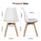 OLIXIS Set of 4 Dining Kitchen Mid-Century Modern Chairs with Wood Legs and PU Leather Cushion for Living Room Bedroom Outdoor Lounge, White OLIXIS