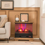 ORALNER 27” Electric Fireplace with Mantel, 3-Sided Glass View, Wooden Surround Firebox, Freestanding Fireplace Heater w/ 7 Flame Colors, Remote & 6H Timer, Overheat Protection, 1400W (Brown) ORALNER