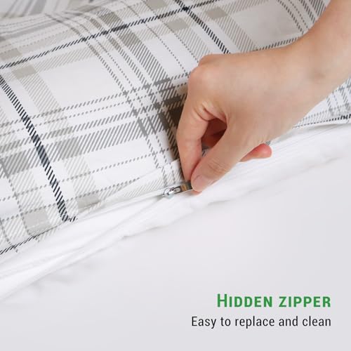 Gogreen 100% Cotton Duvet Cover Set - 2 Piece Soft Breathable Bedding Set, All Season Comforter Cover with Zipper Closure & Corner Buttons, Includes 2 Pillowcases (Christmas Plaid, Twin Size) Gogreen