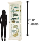 Howard Miller Chesterbrook V Curio Cabinet – Lighted White Wooden Display Cabinet with Wire Brushed Finish Eight Level Showcase Adjustable Glass Shelves Beveled Glass Quality Home Decor Howard Miller