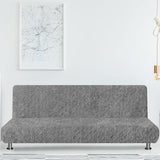 SmoothNovelty Armless Futon Cover Geometric Jacquard Plush Cover Stretch Sofa Bed Slipcover Furniture Protector Without Armrests with Elastic Bottom, Soft Jacquard Fabric Small Checks, Gray SmoothNovelty