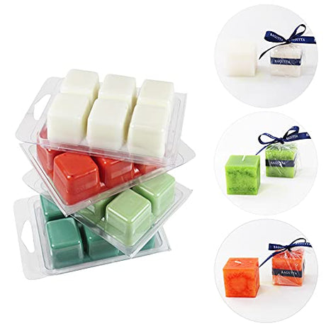 50 Packs Wax Melt Clamshells Molds,Wax Melt Containers,6 Cavity Clear Plastic Cube Tray for Wickless Wax Melt Candles Zddaoole