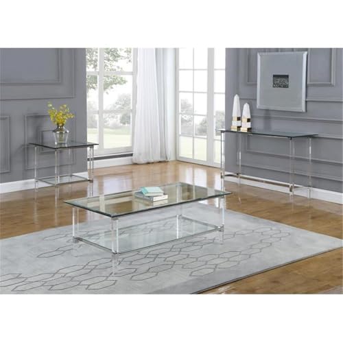MAKLAINE Rectangular 48" x 17" Clear Glass Console Table w/Clear Acrylic Legs MAKLAINE
