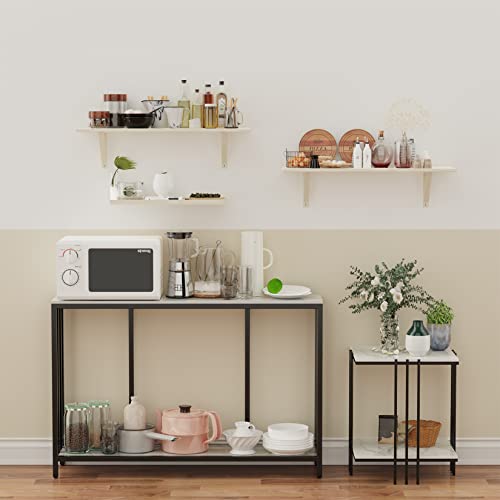 Wisfor 2-Tier Marble Console Table - Modern Entryway Hallway Foyer Table, White, 47.2x11.8x30.7 inch Wisfor