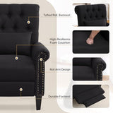 choairy Pushback Recliner Chair, Accent Push Back Chairs with Adjustable Footrest, Upholstered Linen Reclining Sofa with Side Pocket, Comfy Modern Armchair for Living Room, Bedroom, Black