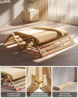 Meulbaty Bed Plate, Guest Tatami Bed Frame,Japanese Tatami Mat, Foldable Wood Slatted Floor Bed Frame for Futon Mattress, Breathable Moisture-Proof Floor Sleep Bedding (Twin) Meulbaty
