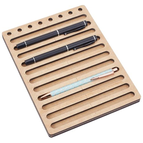 BENECREAT 11 Slot Ink Pen Jig for Laser Engraving, 6.5x8.6inch MDF Ink Pen Holder, Creative Pen Maker Fixing Jig for Customs Engravers, 5.8x0.4inch Inner Diameter BENECREAT