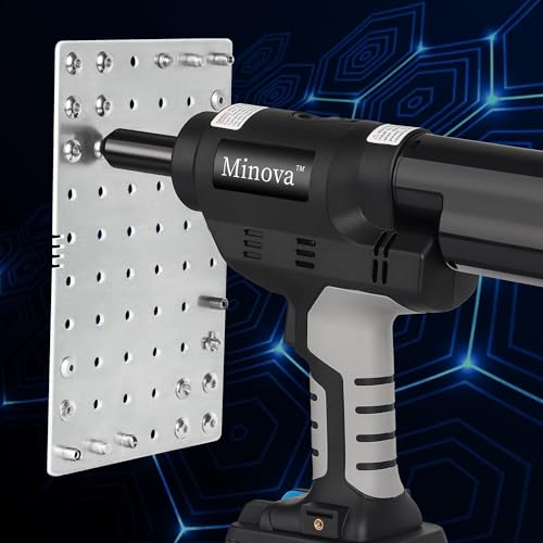 Minova 18V Brushless Rivet Gun, Battery Cordless Rivet Tool Compatible with Stainless Steel Rivets, Bare Machine Automatic Rivet Recoil with MWK Battery Converter, Portable Carrying Case - WoodArtSupply