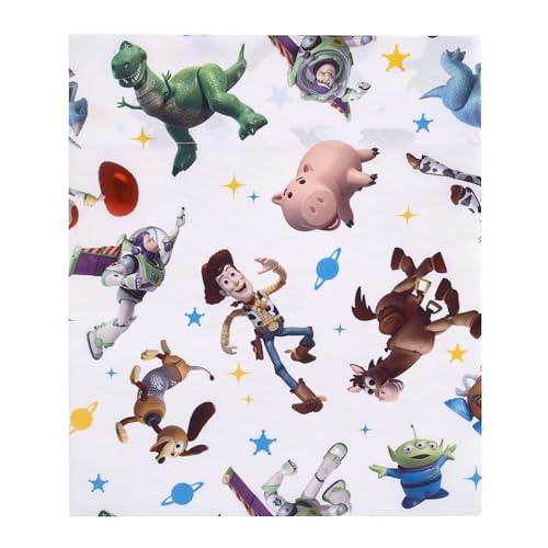 NoJo Disney Toy Story Taking Action Blue, Green and Yellow 4 Piece Toddler Bed Set - Comforter, Fitted Bottom Sheet, Flat Top Sheet, and Reversible Pillowcase NoJo