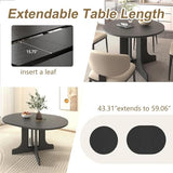 Maotifeys Modern 7-Piece Oval Extendable Dining Table Set for 6,Wood Expandable Kitchen Table Set with 6 Tufted Chairs,43"-59" Round Extendable Dining Room Tables with Pedestal Base Maotifeys