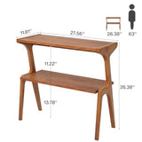 Tribesigns Solid Wood End Table, Modern Side Table for Couch, 2-Tier Narrow Tall End Table, Long Bedside Table for Living Room, Bedroom, Walnut Tribesigns