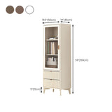 Elegant White Wooden Bookcase with Glass Doors and Storage Drawers for Stylish Home Organisation LITFAD