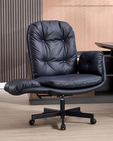 LukkDys Executive Office Chair, Big & Tall 400 lbs Capacity, Wide Seat, PU Leather, 5-Gear Lay-Flat Armrests (90°–180°) for Cross-Legged Comfort, 90–115° Recline, High Back Desk Chair, Black LukkDys