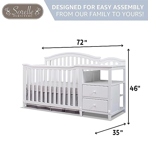 SORELLE FURNITURE Berkley Crib and Changer with Slat Panel Back Classic -in- Convertible Diaper Changing Table Non-Toxic Finish Wooden Baby Bed Toddler Childs Daybed Full-Size Nursery - White - WoodArtSupply