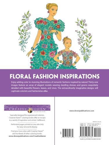 Creative Haven Enchanting Flower Fashions Coloring Book (Adult Coloring Books: Flowers & Plants) WoodArtSupply