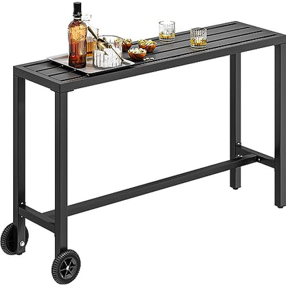 YITAHOME 39" Weatherproof Outdoor Bar Table - Sturdy Black Patio Table for Garden, Balcony, Poolside - WoodArtSupply