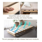 EMOOR Wood Slatted Low Platform Bed Frame KAN SUNOKO Twin for Japanese Futon Mattress Solid Pine (Unpainted), Floor Sleep Tatami Mat EMOOR