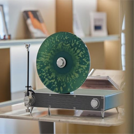 CoolGeek VS01 Vertical Record Player with Built-in Subwoofer & Speakers, Premium Hi-Fi Turntable with AT-3600L Stylus, Anti-Vibration Upright Vinyl Player for Home Decor (33/45 RPM) (Green) COOLGEEK