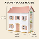 Mentari Clover Large Wooden Dollhouse - A Magical Playtime Palace with Swing-Open Panels - Elevating Playtime with Engaging Design, Interactive Features, and Limitless Pretend Play - Age 3Y and Up Mentari