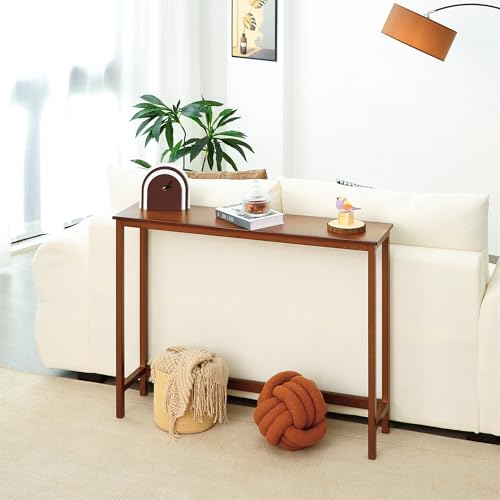 Mordchil HF Bamboo Narrow Console Table, 39.4"(L) Wood Small Entryway Table, Accent Slim Hallway Tables, Thin Sofa Side Tables for Hallway, Living Room, Bedroom, Foyer, Walnut Mordchil HF