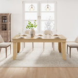 GarveeHome Farmhouse Dining Table for 6-8 People, 71 in Long Kitchen Tables with Wooden Sturdy Frame, 6 ft Large Rectangular Dinner Table for Dining Room, Kitchen, Natural, 71" Non-extendable GarveeHome