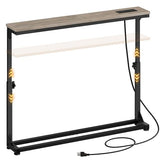 HOOBRO Narrow Console Table with Charging Station, Adjustable Height Sofa Table (25''-32.9''), Slim Behind Couch Table for Small Spaces, Entryway, Living Room, 39.4" Greige BG95UXG01 HOOBRO