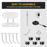 WKWKER Rolling Stool with Wheels Swivel Stool with Back Height Adjustable Chair PU Leather Rolling Chair Ideal for SPA Salon Home Office Drafting Work (White) WKWKER