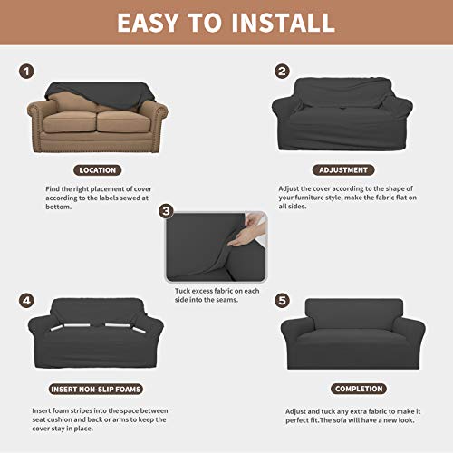 Easy-Going 100% Waterproof Couch Cover, Dual Waterproof Sofa Cover, Stretch Jacquard Sofa Slipcover, Furniture Protector for Kids, Pets, Dog and Cat (Sofa, Dark Gray) Easy-Going