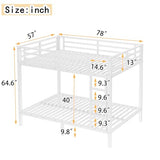 Bellemave Full Over Full Bunk Beds for Adults with Ladder & Full-Length Guardrails, Metal Heavy Duty Full Size Bunk Bed Frame with Sturdy Slats, Noise Free, No Box Spring Needed, White Bellemave