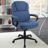 CLATINA Blue Cloth Office Chair Fabric Covered Desk Chair, Adjustable Height Swivel Chairs Ergonomic Executive Chair with Arms and Wheels Comfortable Upholstered 350 LBS CLATINA
