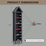 IFGET 75.9" Tall Farmhouse Bookcase, Angle Arched 5 Tiers Narrow Bookshelf Cabinet with Adjustable Shelves, Modern Wooden Geometric Book Shelf w/Display Storage for Living Room, Office-Dark Grey IFGET