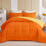Exclusivo Mezcla Lightweight Reversible King Size Comforter Set, Down Alternative Comforter with 2 Pillow Sham, King Size Bedding Set for All Seasons, Orange/Yellow Exclusivo Mezcla