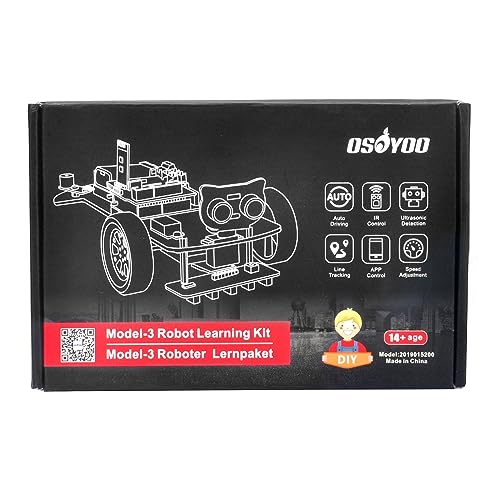 OSOYOO Model 3 Robot Car DIY Starter Kit for Arduino,Educational Motorized Robotics, Remote Control App, Learning How to Code, IOT Mechanical Coding for Teens and Adults OSOYOO