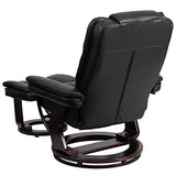Flash Furniture Bali Contemporary Multi-Position LeatherSoft Recliner Chair with Ottoman, 360-Degree Swivel Recliner Chair and Ottoman Set, Black Flash Furniture