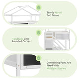 Merax Wood Twin Over Full House Bunk Bed with Ladder, Solid Pine Wood Bunk Bed Frame with Safety Guardrails, House Bunk Bed Frame for Home Merax