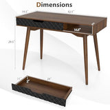 Tangkula Mid-Century Modern Computer Desk, Home Office Desk w/Drawer & Open Compartment, Laptop PC Desk w/Rubber Wood Legs, Makeup Vanity Table, Vintage Writing Desk Workstation for Study, Bedroom Tangkula