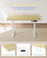 YIHAYO Electric Standing Desk, 48 x 24 Inches Stand Up Desk with Splice Board, Adjustable Height Desk, Computer Desk for Home Office, White Frame/Natural Top YIHAYO