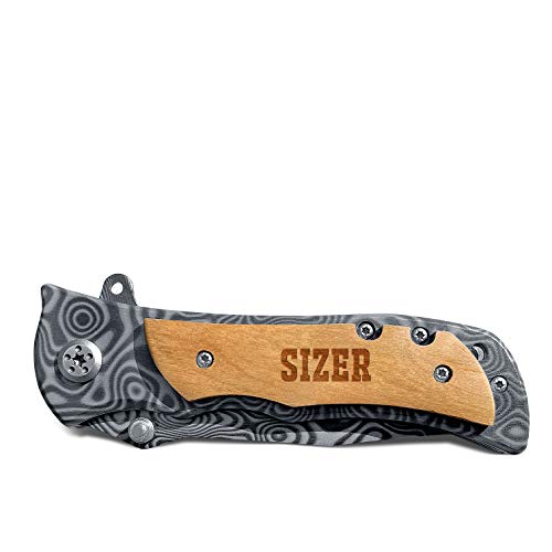 Krezy Case Last Name Pocket Holding Knife For Men, Personalized Knife For Men With Wooden Box, Folding Knife For Dad, Custom Laser Engraved Knife With Wooden Box Krezy Case