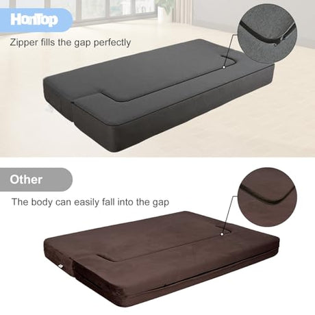 HonTop 10 Inch Modern Folding Sofa Bed Couch Memory Foam Couch Full Futon Sofa Sleeper Chair for Living Room Guest Mattress, Dark Grey HonTop