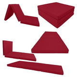 D&D Futon Furniture Trifold Foam Beds, Floor Tri-Fold Bed, Foldable Shikibuton Mattress Cushion Topper Mat for Space Saving Sleepover 3x27x75 in, Red D&D Futon Furniture