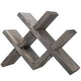 MyGift Vintage Gray Wood 4-Bottle Countertop Wine Storage Rack, Wine Bottle Tabletop Display Holder MyGift