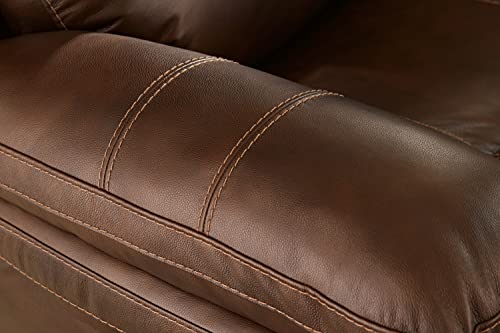 Signature Design by Ashley Edmar Leather Power Reclining Sofa with Adjustable Headrest, Brown Signature Design by Ashley