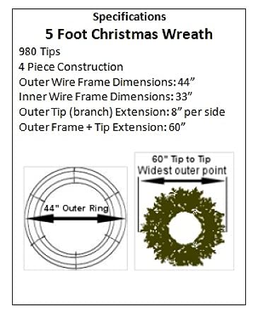 5 Foot (60 inch) Multi Color L.E.D. Christmas Wreath with Pre-lit Red Bow - 400 LED Lights - Indoor - Outdoor - Commercial Grade - ACWreaths