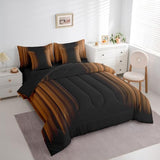 Feelyou Abstract Ombre Comforter Set with Sheets Kids Teens Brown Black 7 Piece Bedding Set Room Decor Twin Size,Reversible Black Feelyou