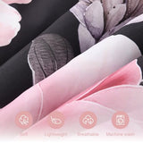 Floral King Size Comforter Set - 7 Piece Botanical Black and Pink Bed in a Bag Ulter Soft Microfiber Bedding Set, Lightweight Bed Comforter Set with Sheets for All Season (Black, King) LLDSYW